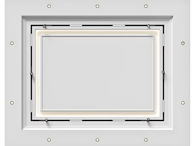 Modern White Ceiling Design With Recessed Frame And Structural Fixing Elements 3d model