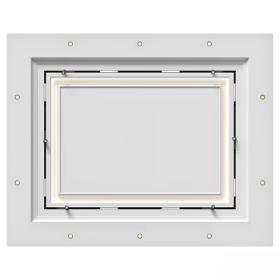 Modern White Ceiling Design With Recessed Frame And Structural Fixing Elements 3d model