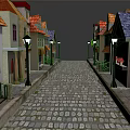 Charming Quaint Street Scene With Colorful Houses Cobblestone Path And Vintage Street Lamps
