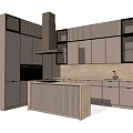Modern Kitchen Interior With Stylish Cabinets Wooden Island And Range Hood