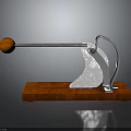 Manual Garlic Press With Wooden Base Metal Lever And Wooden Handle