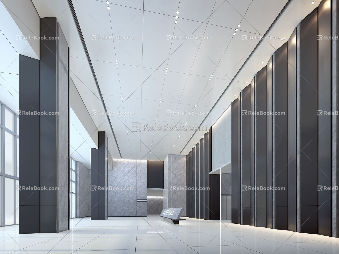 Modern Hall Office Hall Elevator Hall 3d model