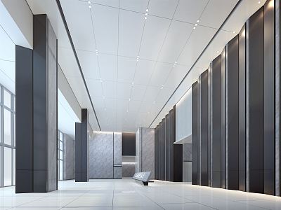 Modern Hall Office Hall Elevator Hall 3d model