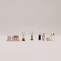 Modern Luxury Perfume and Cosmetics Display With Assorted Bottles Sets and Reed Diffusers