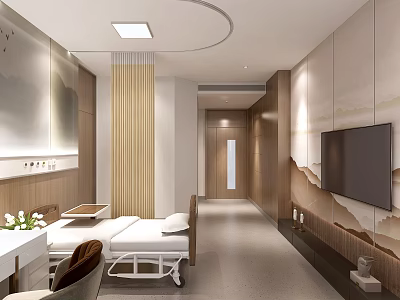 Modern Hospital Outpatient Clinic Interior Design With Bed TV And Decor 3d model