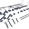 Modern pipeline valve pipeline light steel keel ceiling hardware combination soft pipeline cable line wire network cable combination interior decoration equipment 3d model