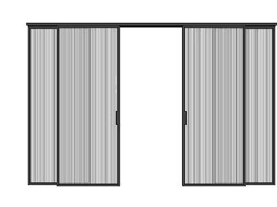 Modern Interior Sliding Doors With Striped Panels And Black Frame Design 3d model