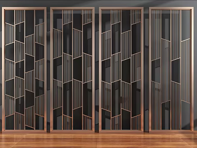 Modern Luxury Room Divider With Geometric Patterns And Metal Frame Design 3d model