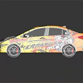 Yellow Custom Sedan With Vibrant Graffiti Artwork And Sporty Alloy Wheels