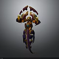 Mythical Fantasy Character And Creature With Purple Armor Orange Wings Glowing Luminous Elements 3d model