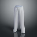White Casual Straight Leg Pants With Elastic Waist For Comfortable Daily Wear