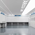 Modern Clinical Laboratory Interior With Cabinets Workbenches And Storage Shelves