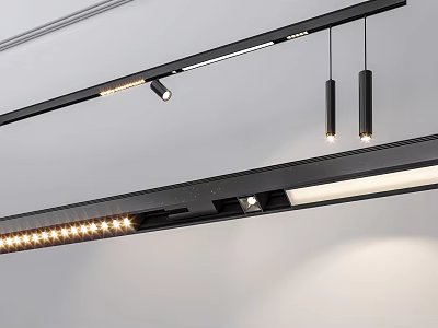 Modern Ceiling Track Lighting Design With Sleek Downlights And Spotlights 3d model