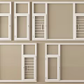 White Frame Casement Windows With Various Designs And Interior Grille Details 3d model