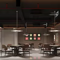 Modern Chinese Style Hotel Mahjong Room Interior With Wall Decorations Hanging Lamps And Green Plants