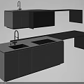 Modern Minimalist Kitchen Counter Design With Sink Faucet And White Cabinets