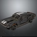 Rusty Vintage Blue Sports Car With White Stripes Worn Out Body And Weathered Wheels