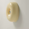 Cream Colored Oval Shaped Wall Light Mounted On White Wall With Metal Base 3d model