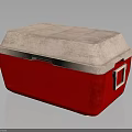 Red Hardware Toolbox With Light Colored Top And Secure Metal Latch 3d model