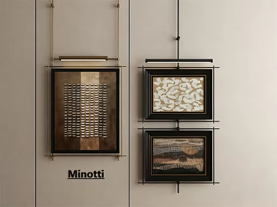 Minotti Modern Wall Art Decorative Panels With Textured Patterns Hanging On Beige Wall 3d model