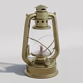 Vintage Kerosene Lamp With Brass Frame And Glass Chimney Design