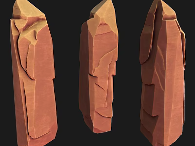 Rustic Stone and Wood Pillars with Natural Textured Surfaces and Sculpted Edges 3d model