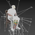 Man in Yellow Cap and Floral Shirt Sitting on Chair Playing Colorful Drum