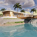 Waterfront Detached Villa With Modern Design Palm Trees And Scenic River View