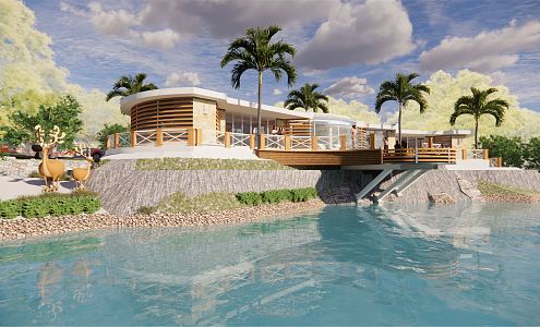 Modern single-family villa Villa Leisure Resort Simple Villa 3d model