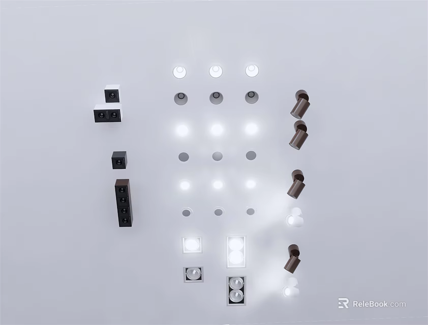 Modern LED Downlights and Spotlights with Ceiling Mounted Design and Bright Lighting 3d model