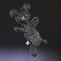 Black Bear Shaped Bag With X Eyes Patterned Shorts And Colorful Tag