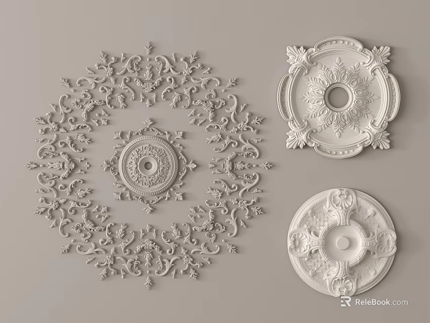 Decorative Ceiling Medallions With Intricate Ornate Patterns And Elegant Designs 3d model