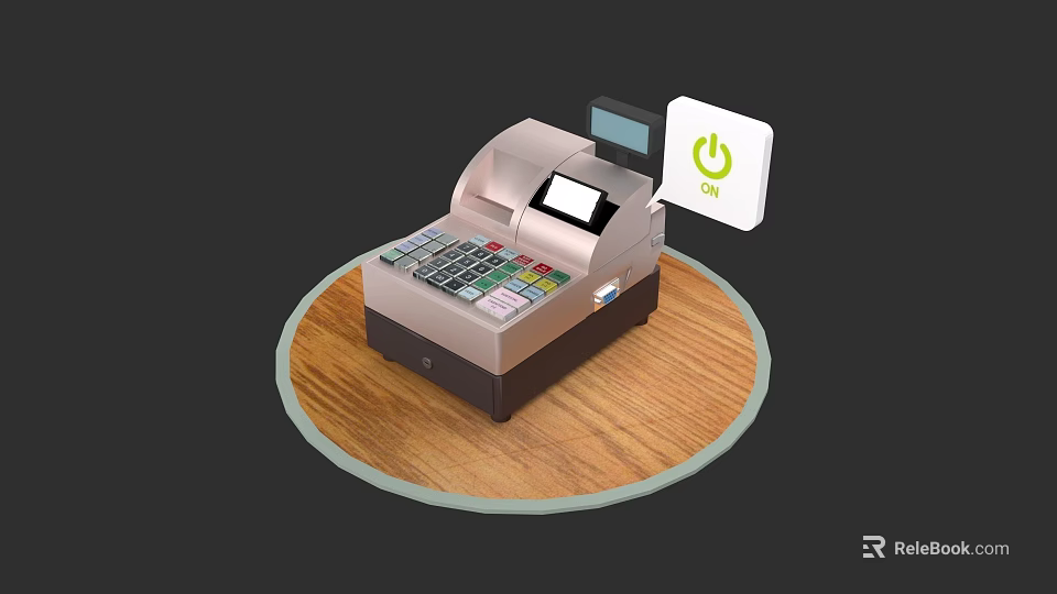 Commercial Cash Register Equipment With Keypad Display Screen And Credit Card Payment 3d model 