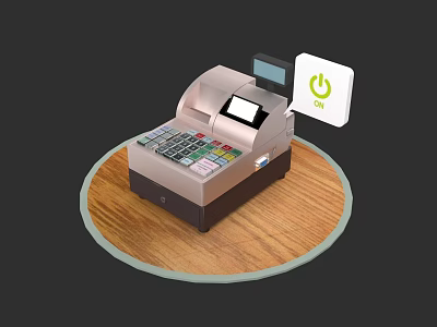 Commercial Cash Register Equipment With Keypad Display Screen And Credit Card Payment 3d model