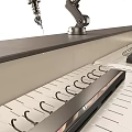 Robotic Arm Mounted On Workbench With Metal Track And Hooks