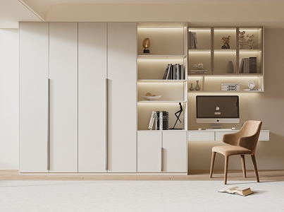 modern wardrobe cream bookcase 3d model