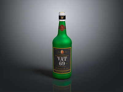 Green VAT 69 Whisky Bottle Featuring Classic Brand Label and Design 3d model
