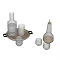 Clear Glass Cups and Bottles on Wooden Tray for Kitchen Table