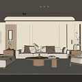 New Chinese Song Style Living Room Song Style Sofa Coffee Table 3d model