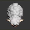 Cute Cartoon Sheep Game Movie Character With White Curly Wool Brown Eyebrows And Pink Nose