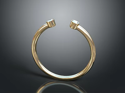 Elegant Gold Bangle Jewelry With Smooth Surface Decorative Ends And Metallic Luster 3d model