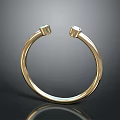 Elegant Gold Bangle Jewelry With Smooth Surface Decorative Ends And Metallic Luster 3d model