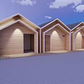 Row Of Wooden Coastal Guesthouses With Pitched Roofs And Balcony Railings