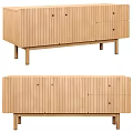 Modern Wooden Chest of Drawers With Vertical Stripes Design Multiple Drawers And Wooden Legs
