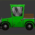 Vintage Green Small Pickup Truck With Wooden Cargo Bed And Classic Design