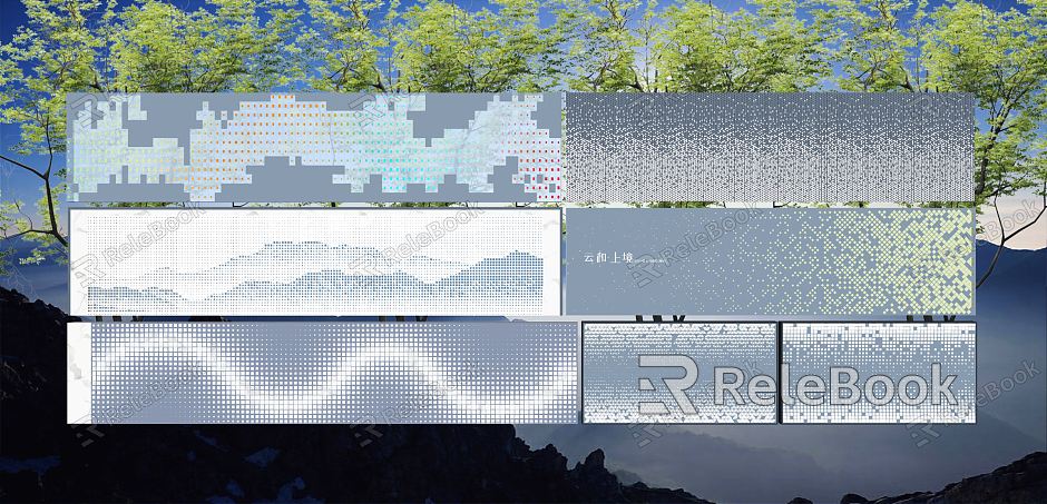 Modern landscape wall demonstration area gradient texture hollow landscape wall gradient corrugated perforated plate model