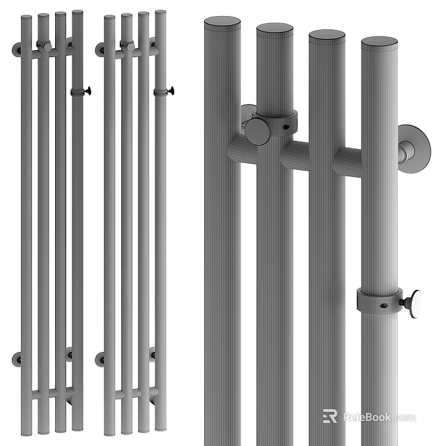 Modern Metal Railings With Vertical Bars Sturdy Connectors And Sleek Design 3d model 