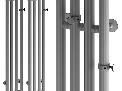 Modern Metal Railings With Vertical Bars Sturdy Connectors And Sleek Design 3d model
