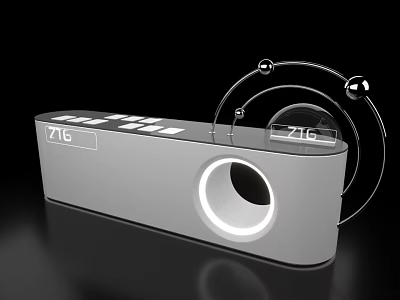 Modern Metal Display Shelf Model 2716 with Circular Accent and Smooth Surface Design 3d model