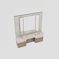Modern Bathroom Vanity With Large Mirror And Vertical Striped Wall Design